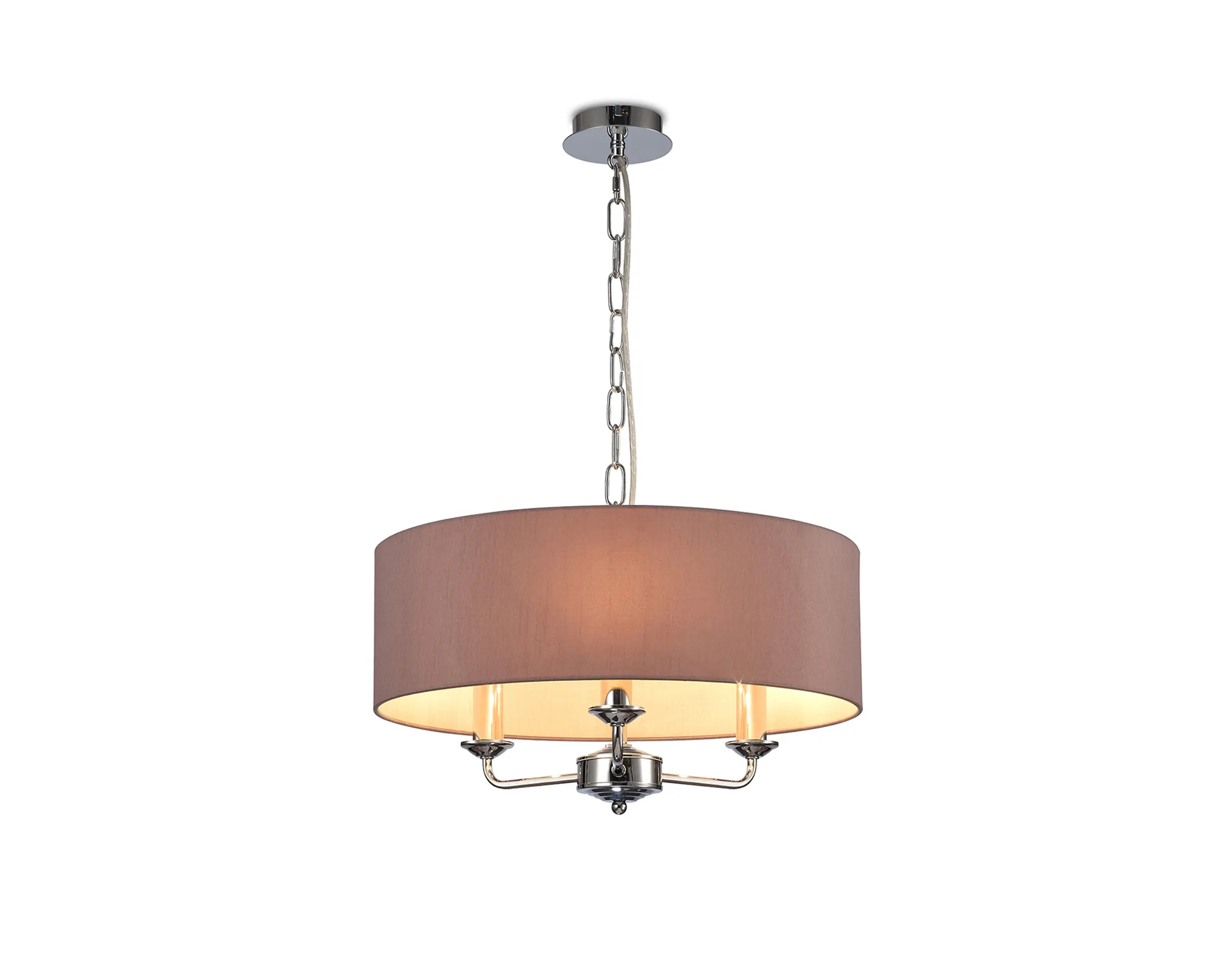 DK0016  Banyan 45cm 3 Light Pendant Polished Chrome; Taupe/Halo Gold